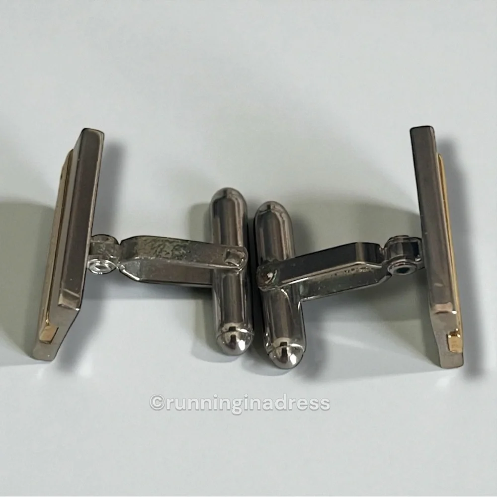 Christian Dior Vintage Two-Tone Gold & Silver Logo Cufflinks